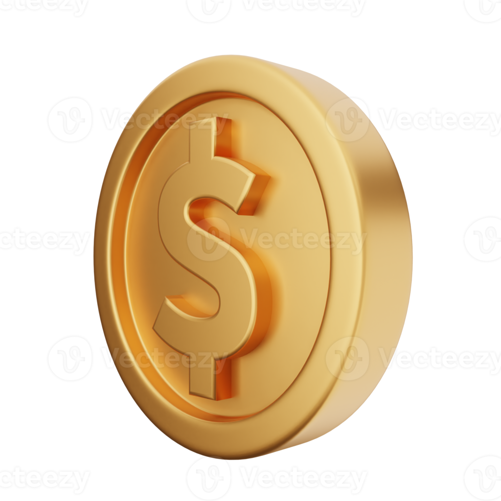 3d coin gold dollar silver bronze png
