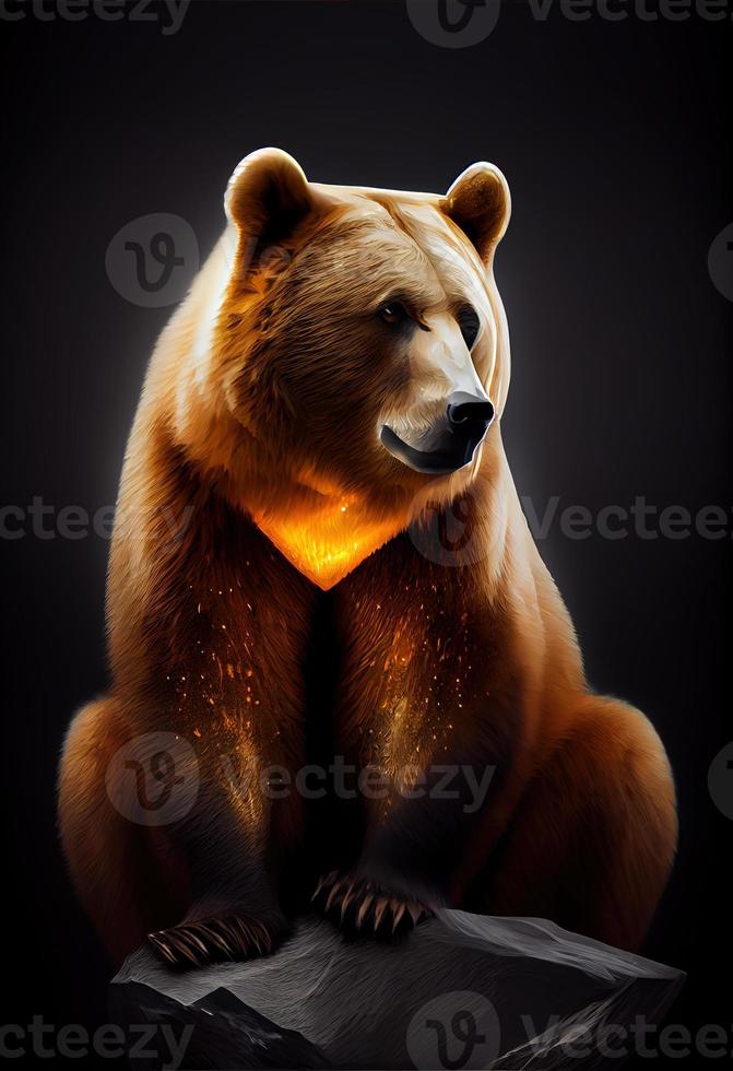 Fiery bear print or logo. photo