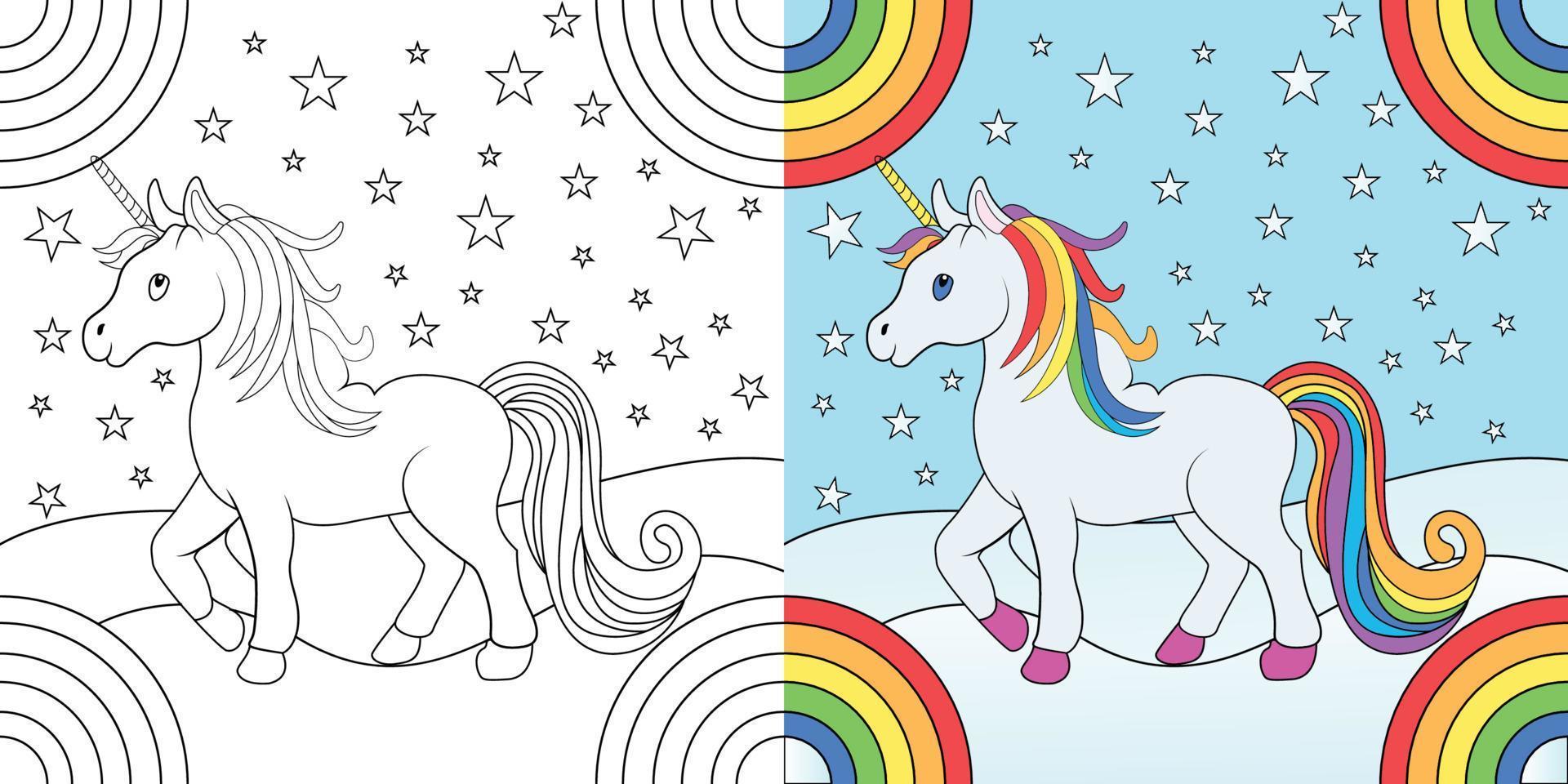 colorante paginas unicornio para niños vector