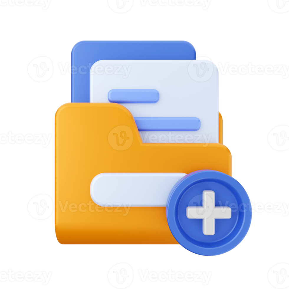 3d file folder add new icon illustration png