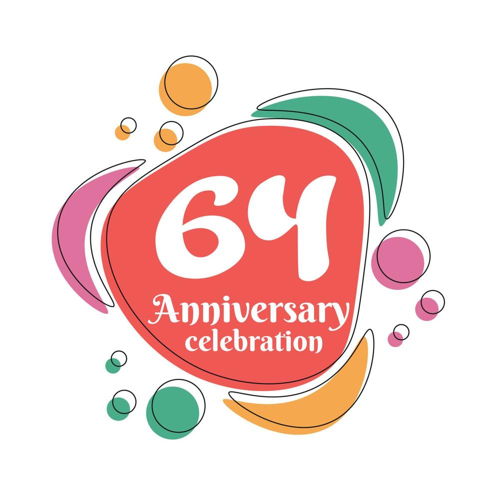 64th anniversary celebration logo colorful design with bubbles on white background abstract vector illustration