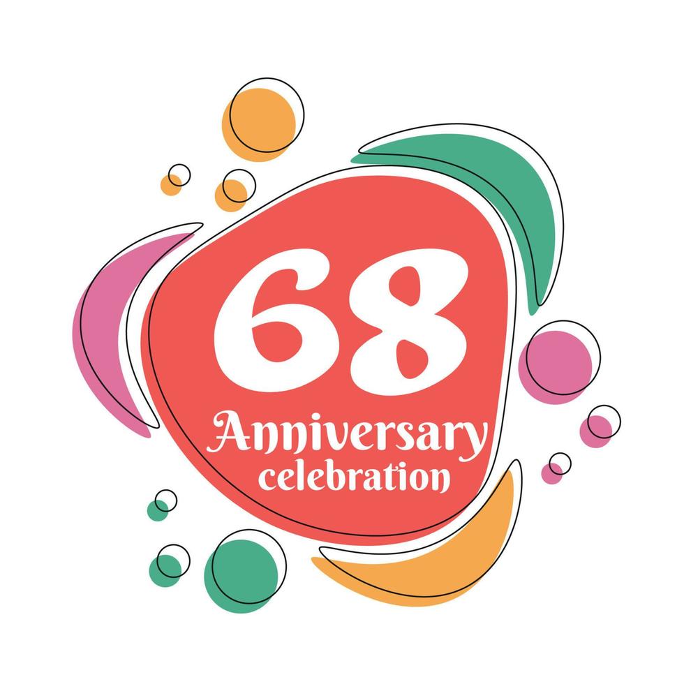 68th anniversary celebration logo colorful design with bubbles on white background abstract vector illustration