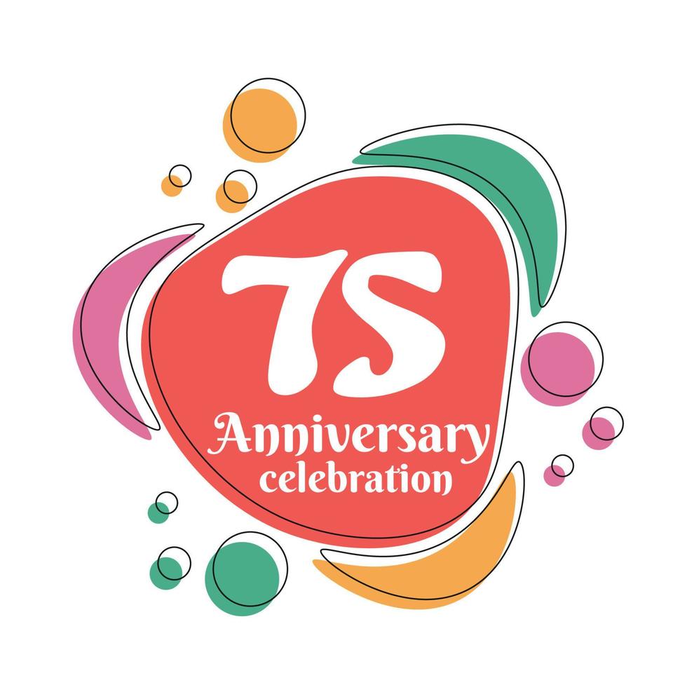 75th anniversary celebration logo colorful design with bubbles on white background abstract vector illustration