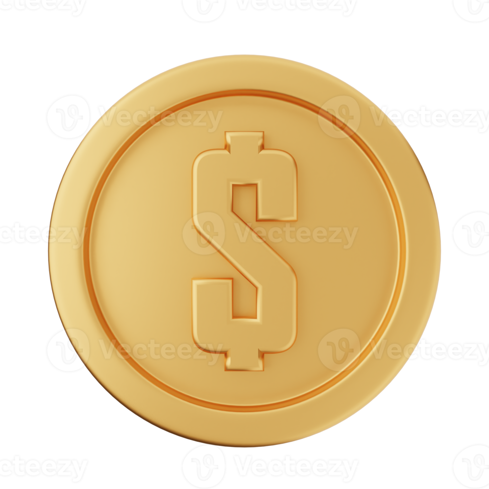 3d coin dollar gold png