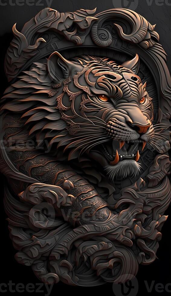 amazing close-up of a majestic fantasy tiger - photo