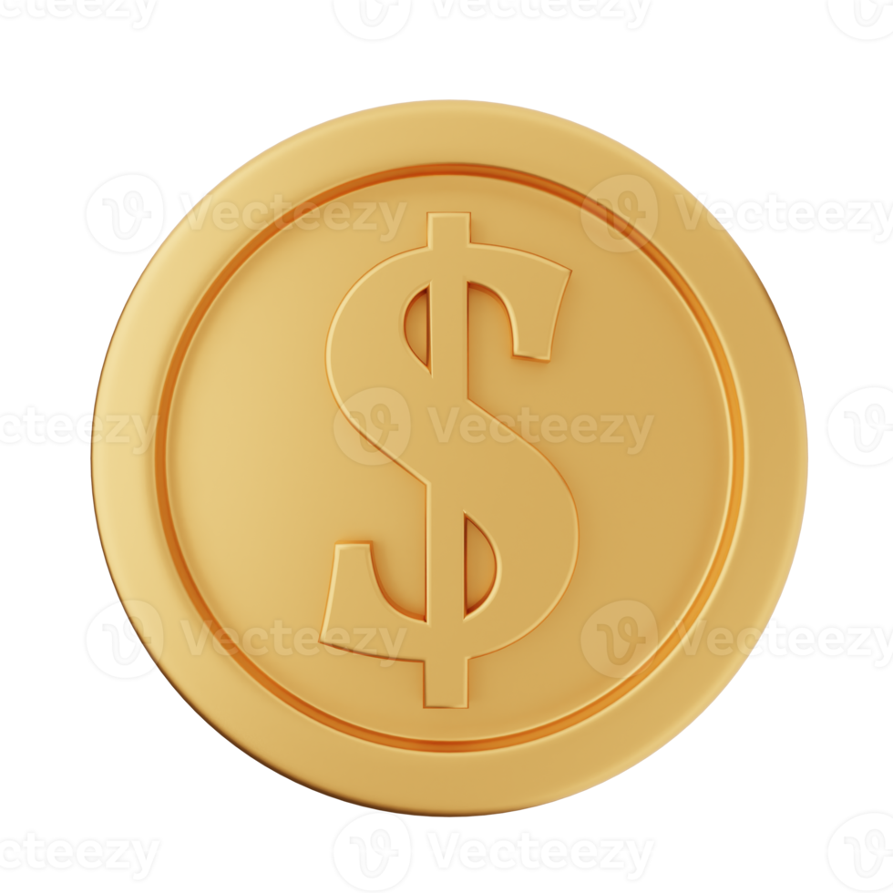 3d munt dollar goud png