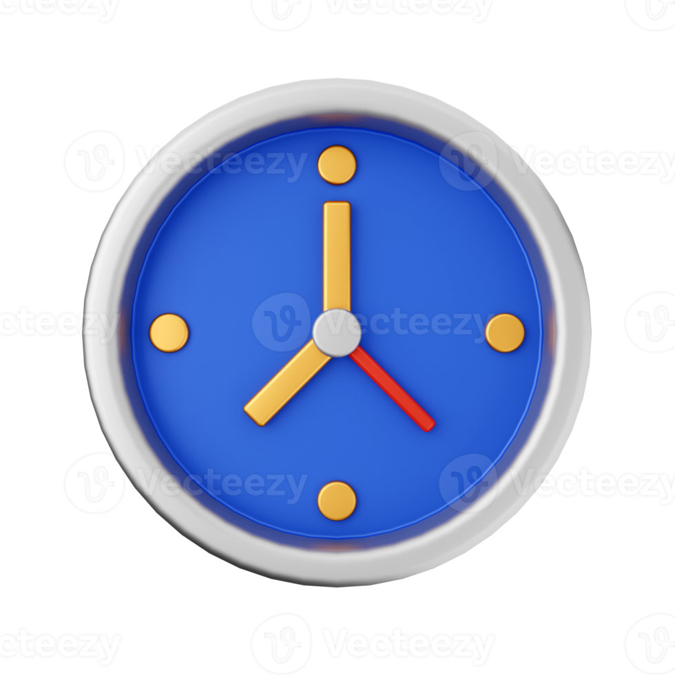 3d clock timer alarm icon render illustration png