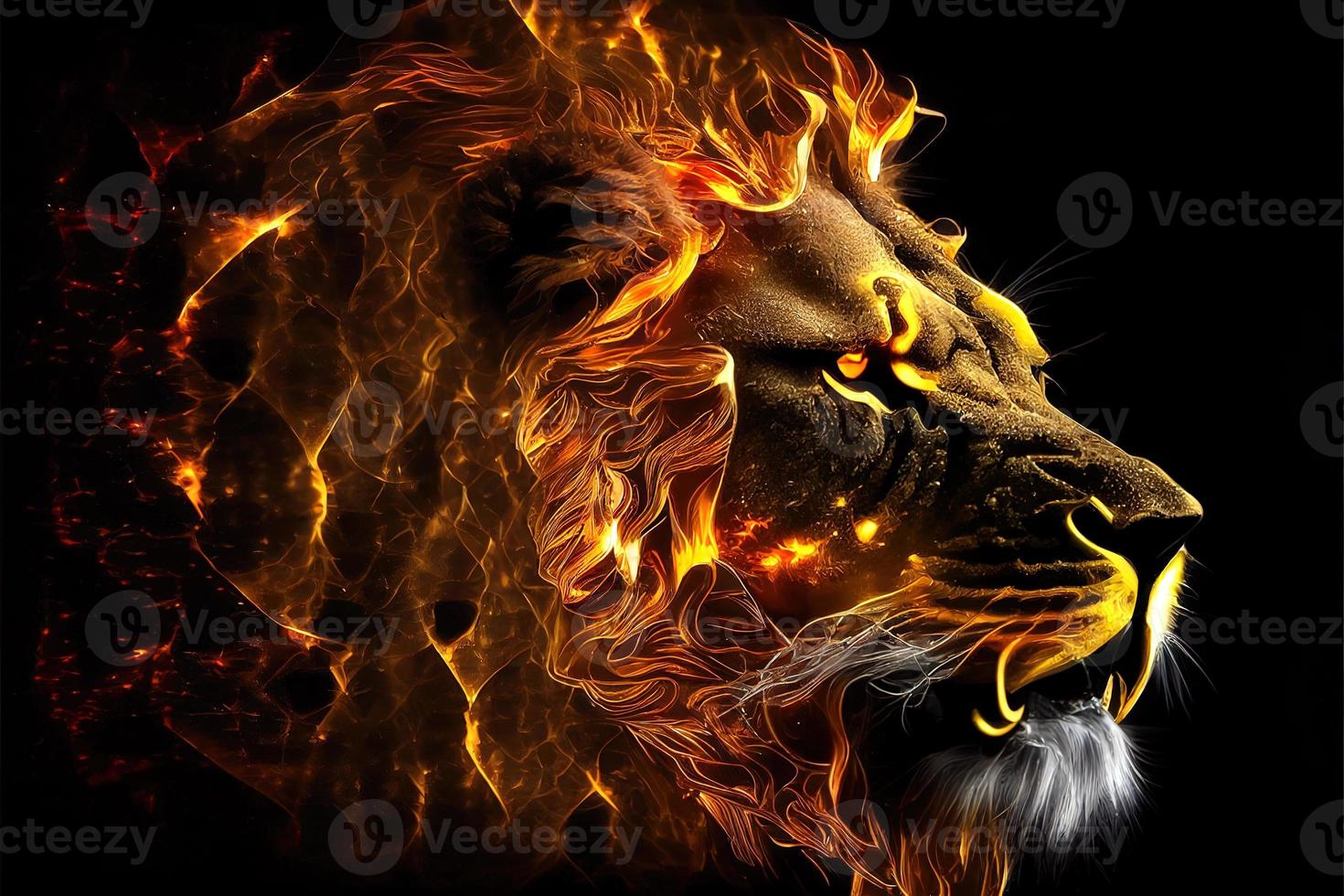 Fire lion backdrop. photo