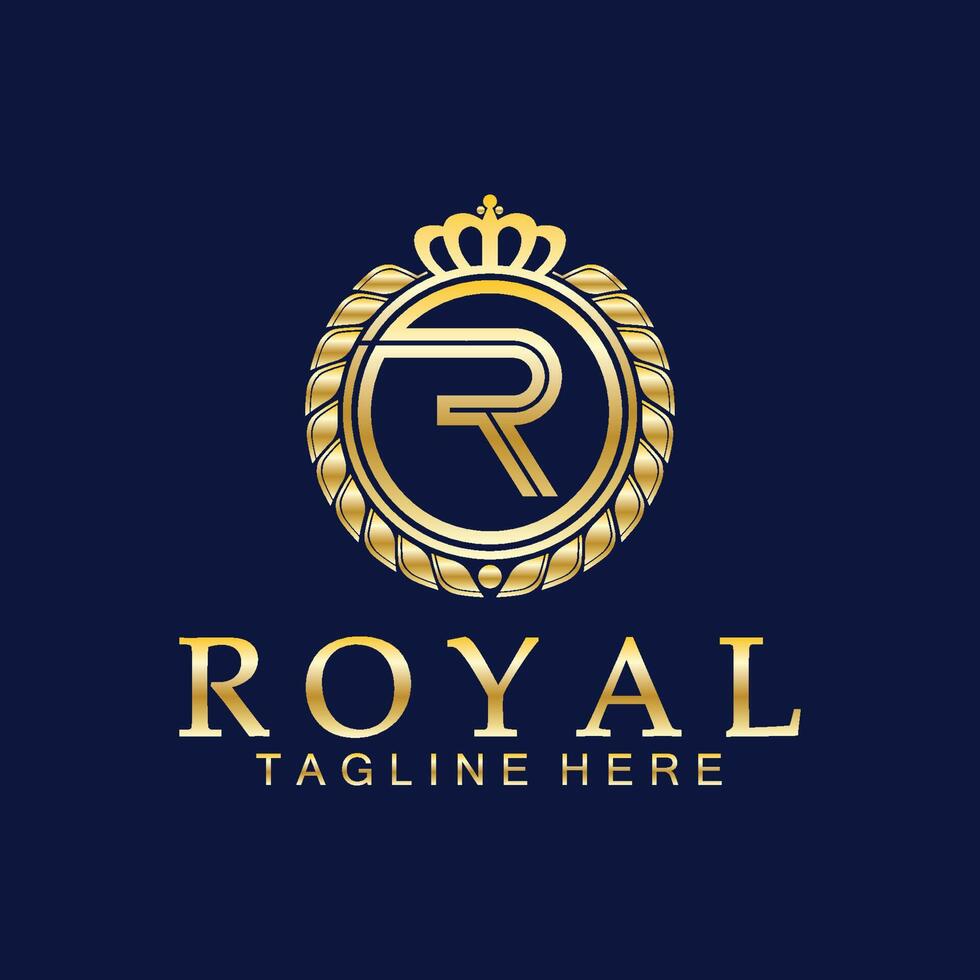 R initial royal crown logo. Royal, King, queen luxury symbol. Font emblem. vector