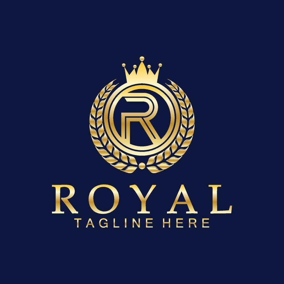 R initial royal crown logo. Royal, King, queen luxury symbol. Font emblem. vector