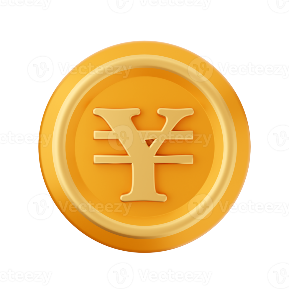3d yen coin money icon render illustration png