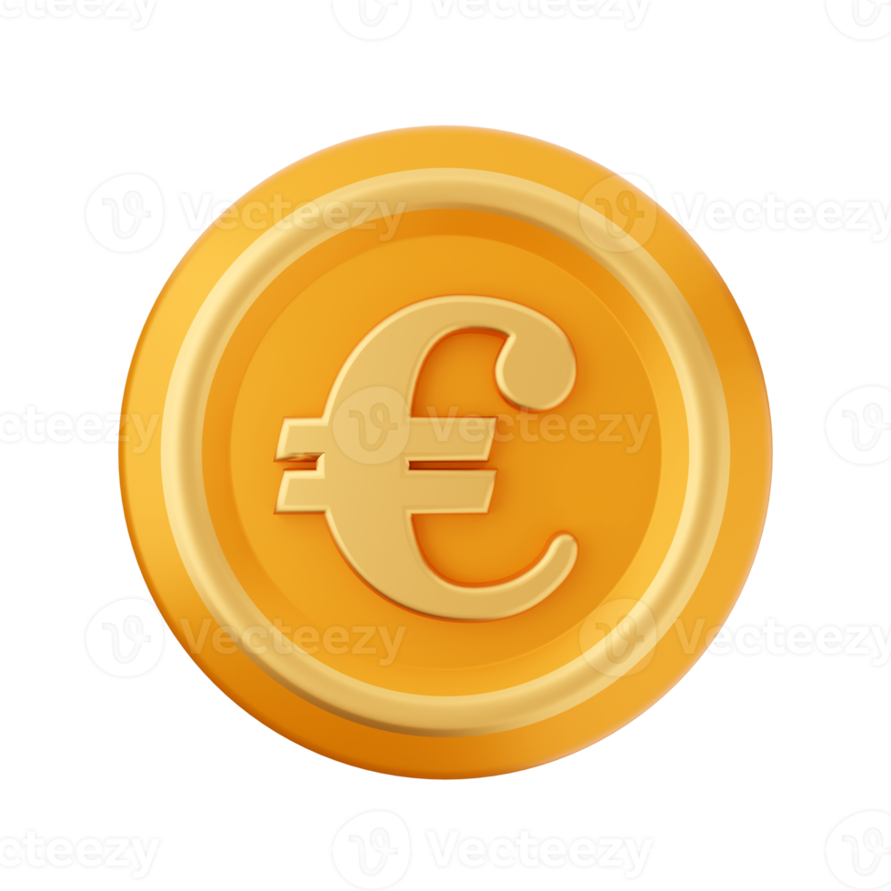 3d dinheiro moeda euro ícone render ilustração png