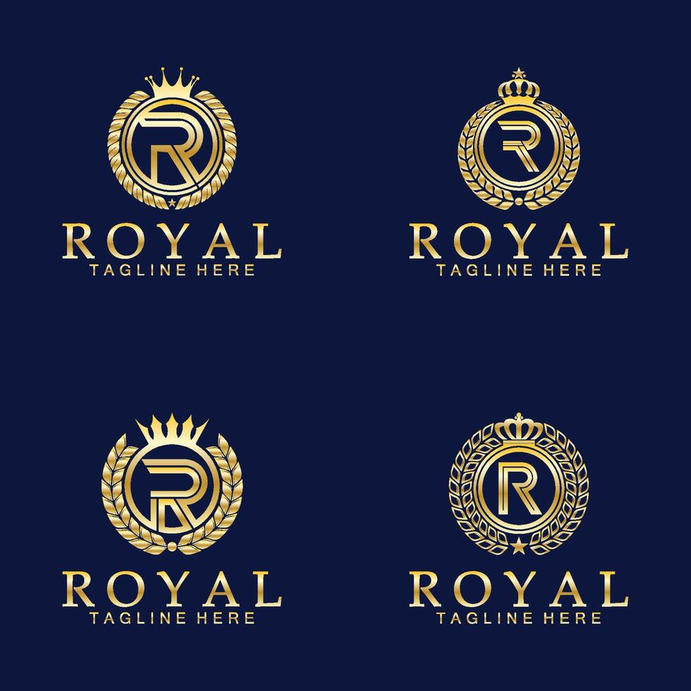 R initial royal crown logo. Royal, King, queen luxury symbol. Font emblem. vector