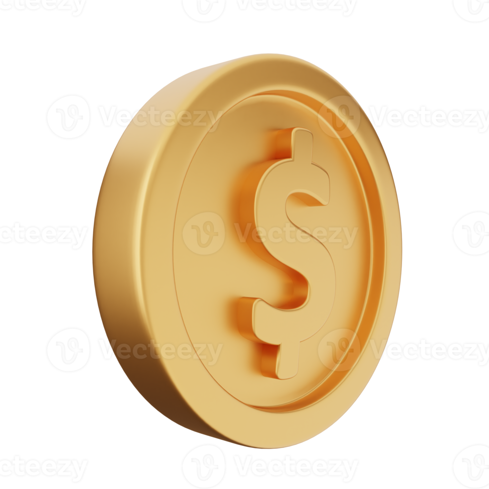 3d coin dollar gold png