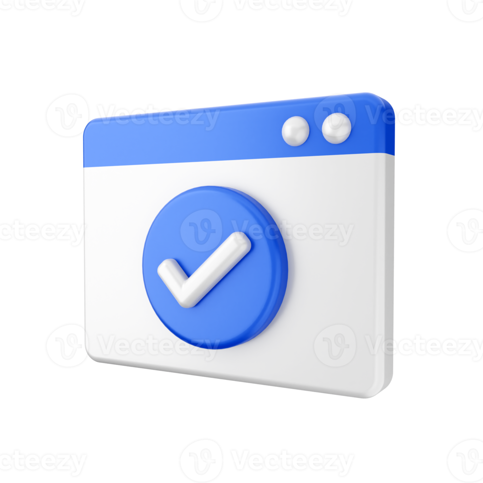 3d verification check validate icon png