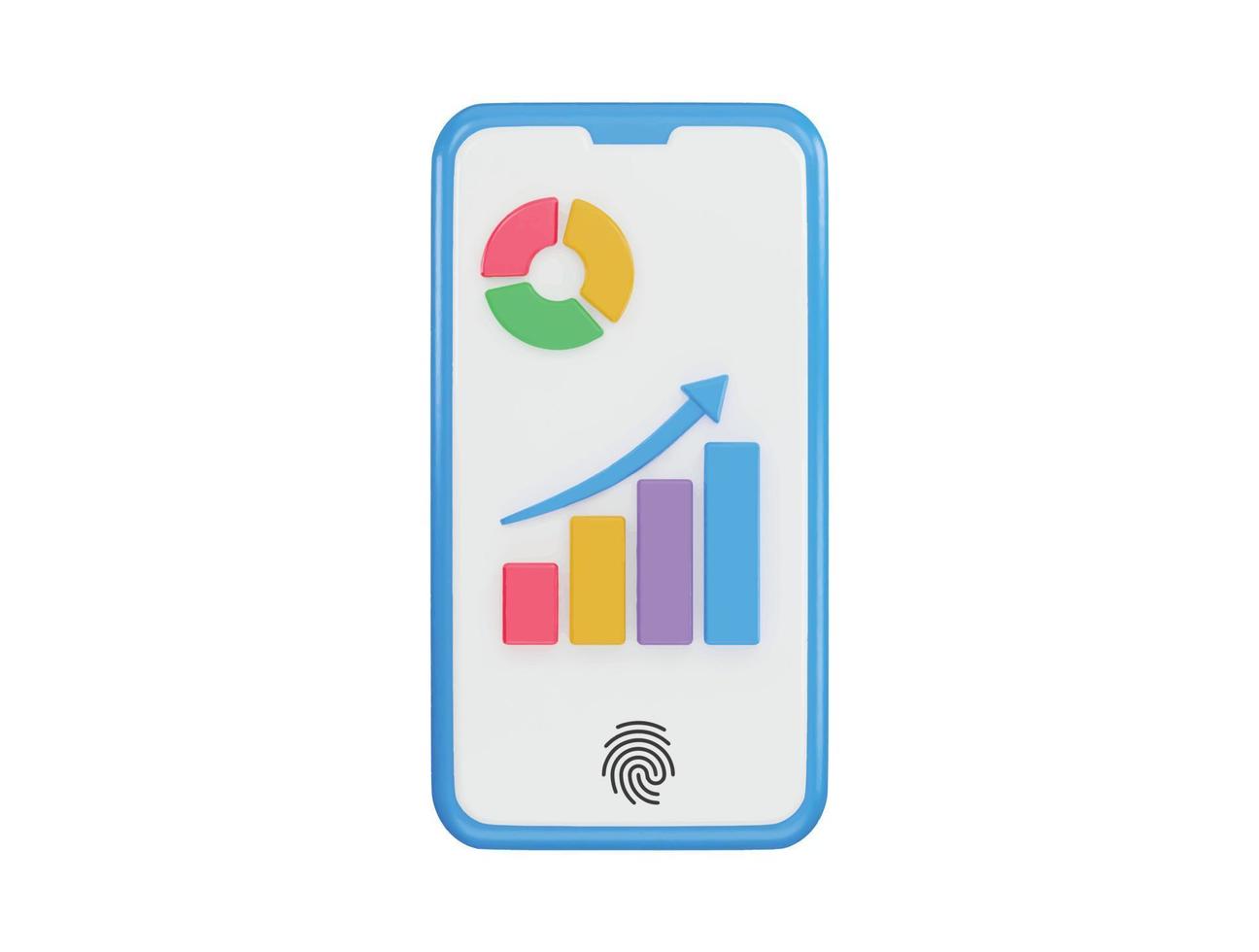 pie chart and bar chart icon 3d rendering vector illustration