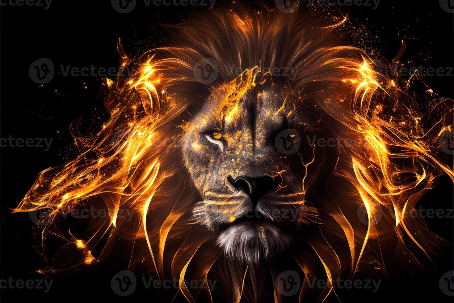 Fire lion backdrop. photo