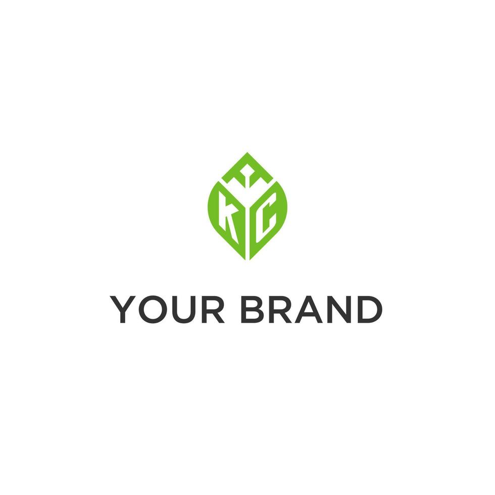 kc monograma con hoja logo diseño ideas, creativo inicial letra logo con natural verde hojas vector