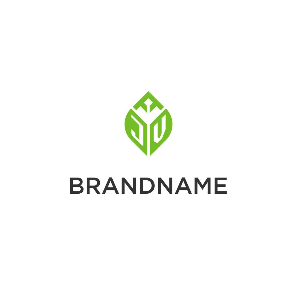 jv monograma con hoja logo diseño ideas, creativo inicial letra logo con natural verde hojas vector