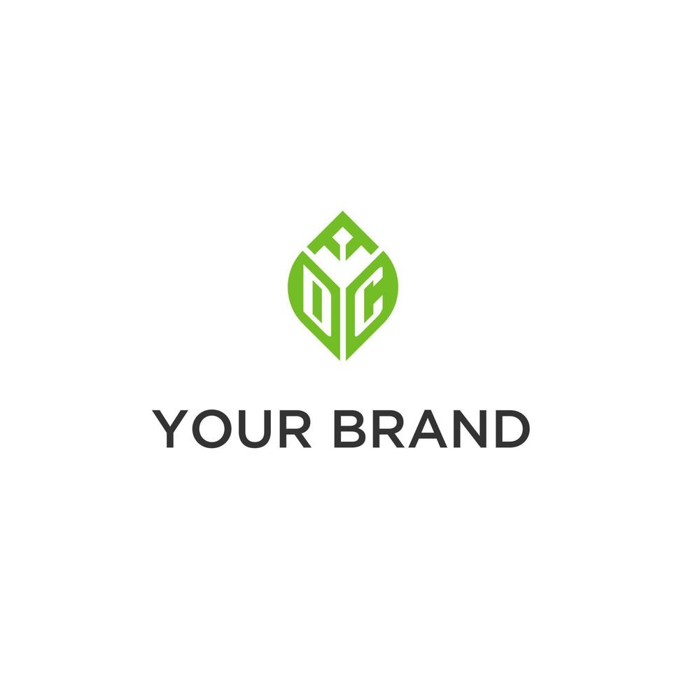 DC monogram with leaf logo design ideas, creative initial letter logo with natural green leaves vector