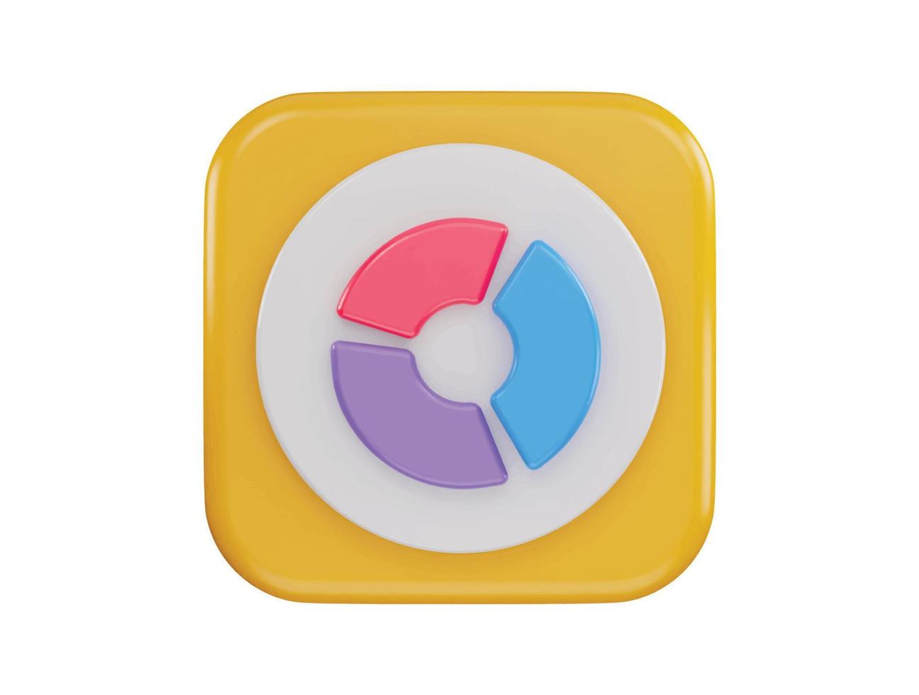 pie chart icon with 3d vector icon illustration transparent element