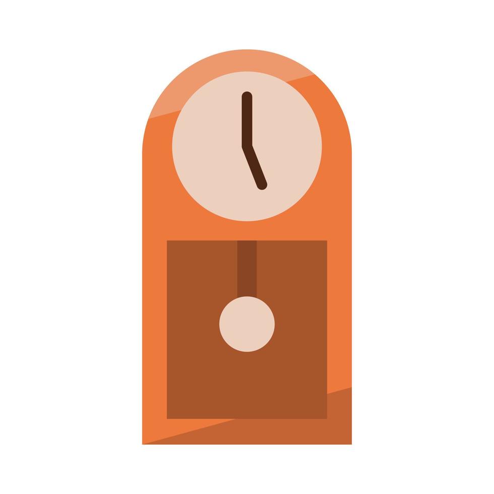 antique wall clock in flat design style. showing five o' clock. isolated on white background. vector illustration.