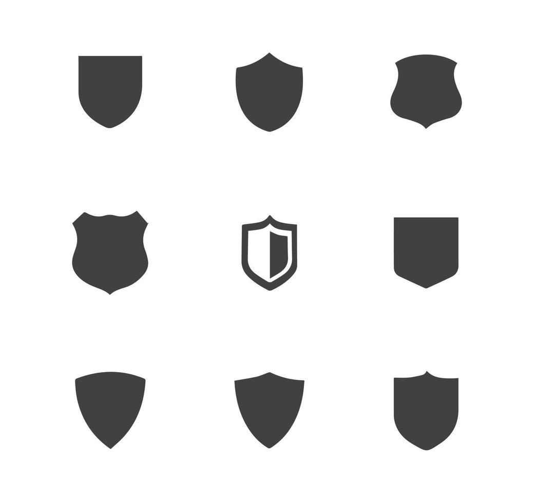 Black shield icons set vector image