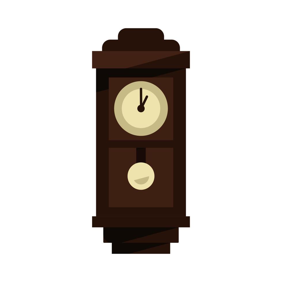 old wall clock in flat design style. showing one o' clock. isolated on white background. vector illustration.