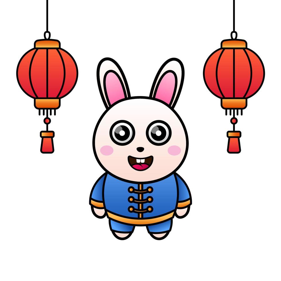 2023 Chinese new year. Cute bunny with. Chinese new year ornament decoration vector