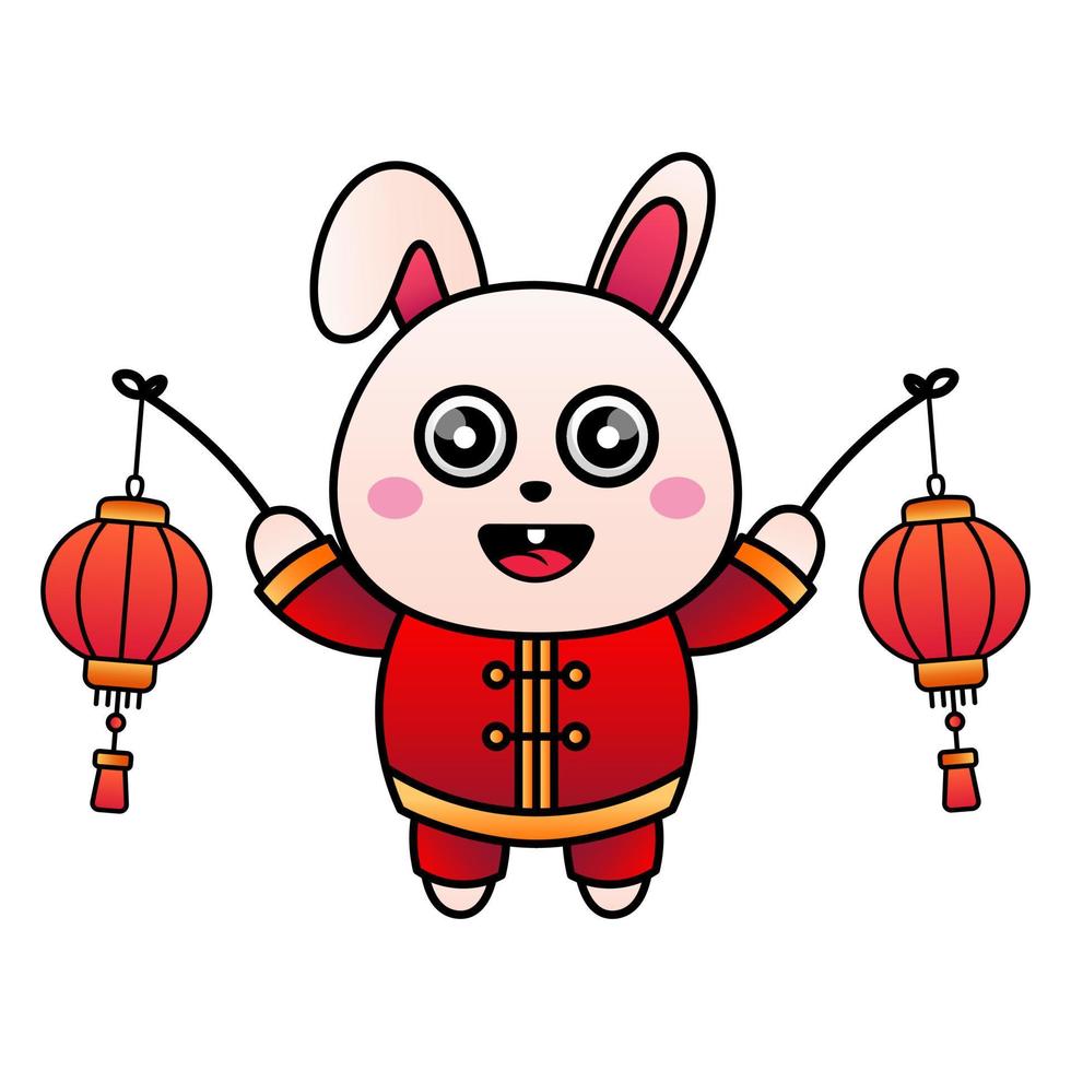 2023 Chinese new year. cute bunny illustration. With the feel of Chinese new year vector