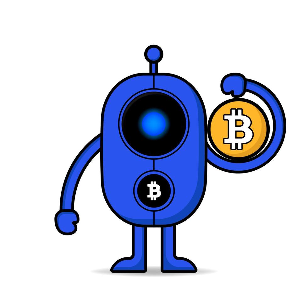 cute robot bitcoin design mascot vector