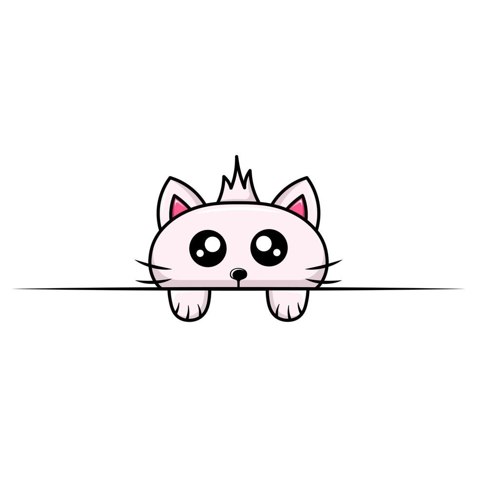 Peeking cute cat mascot design kawaii vector