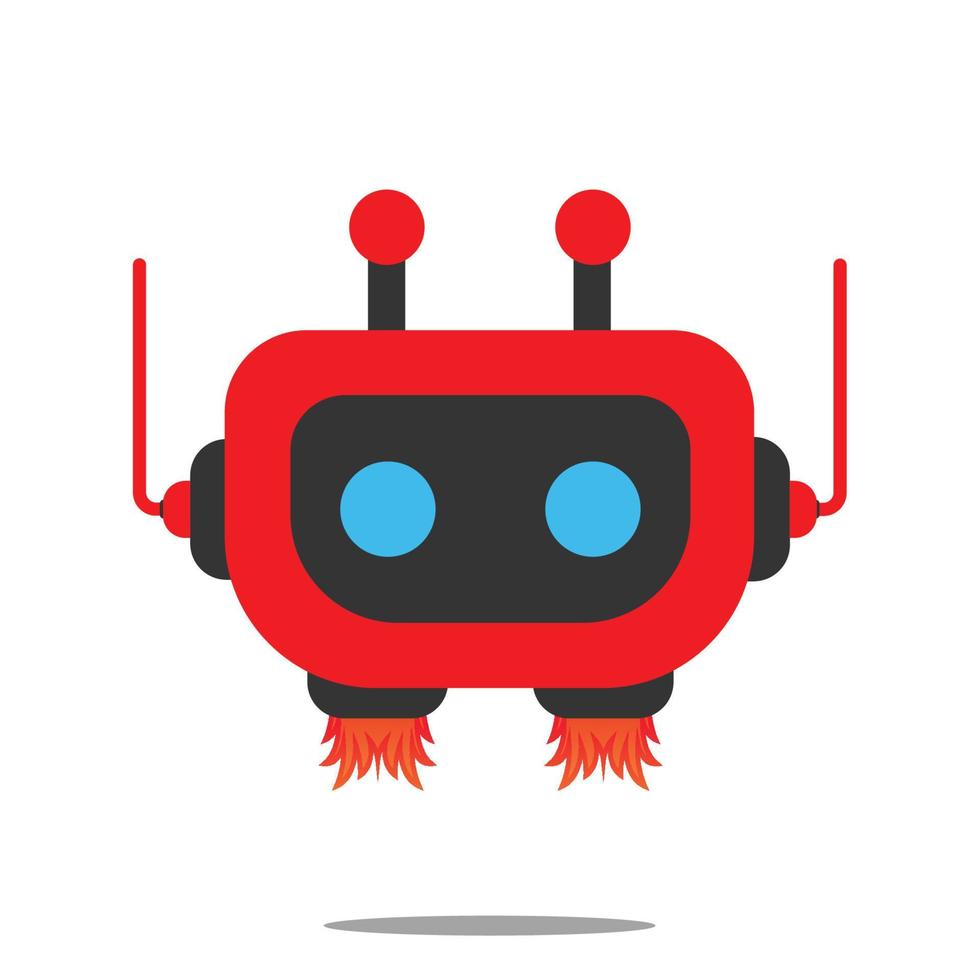 cute red cartoon robots isolated on white background, vector illustration character, T-shirt design, and print for kids.