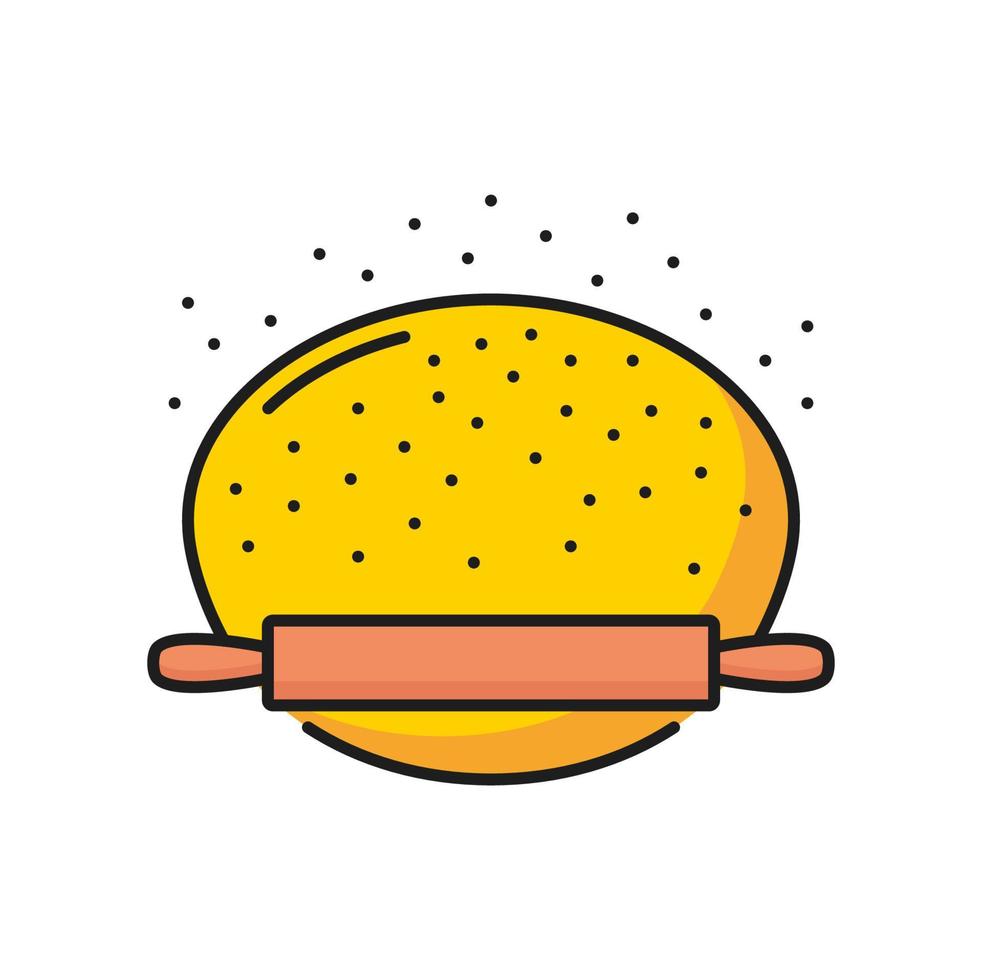 Roll homemade dough with rolling pin line icon vector