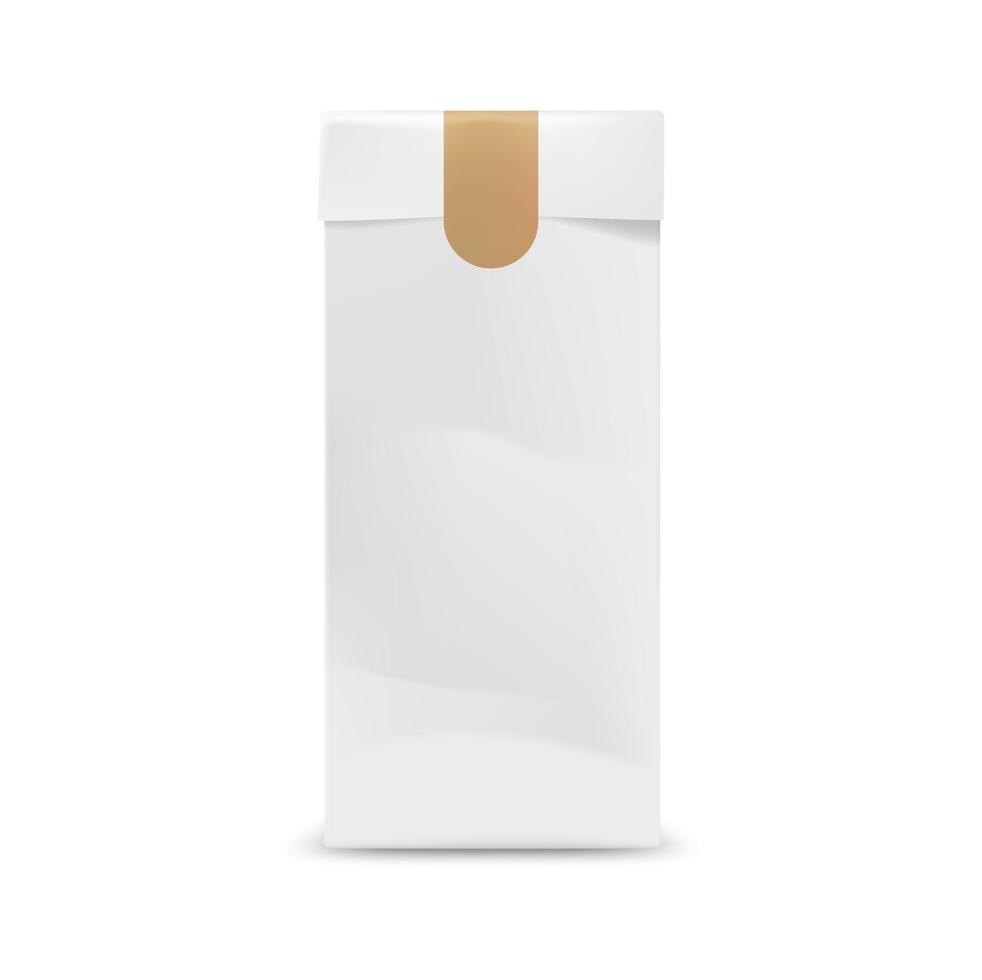 White paper package with sticker vector mockup