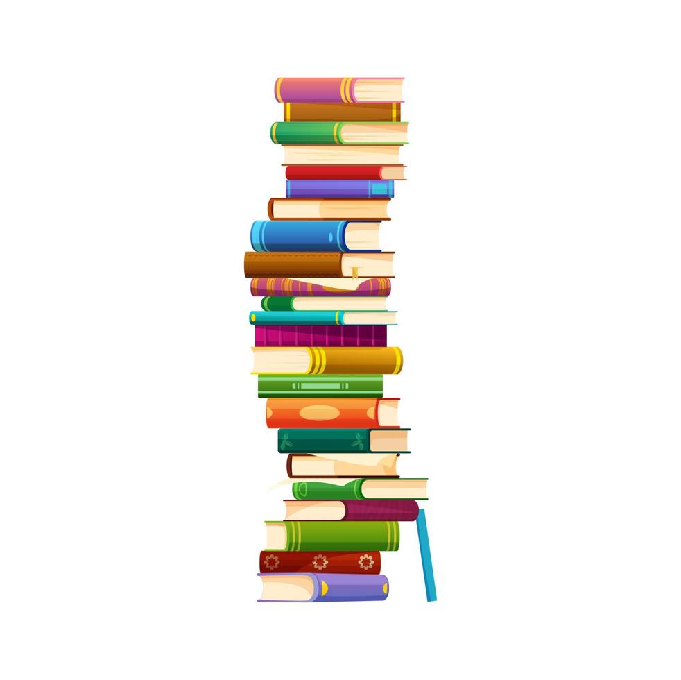 Books stack, cartoon vector pile of literature