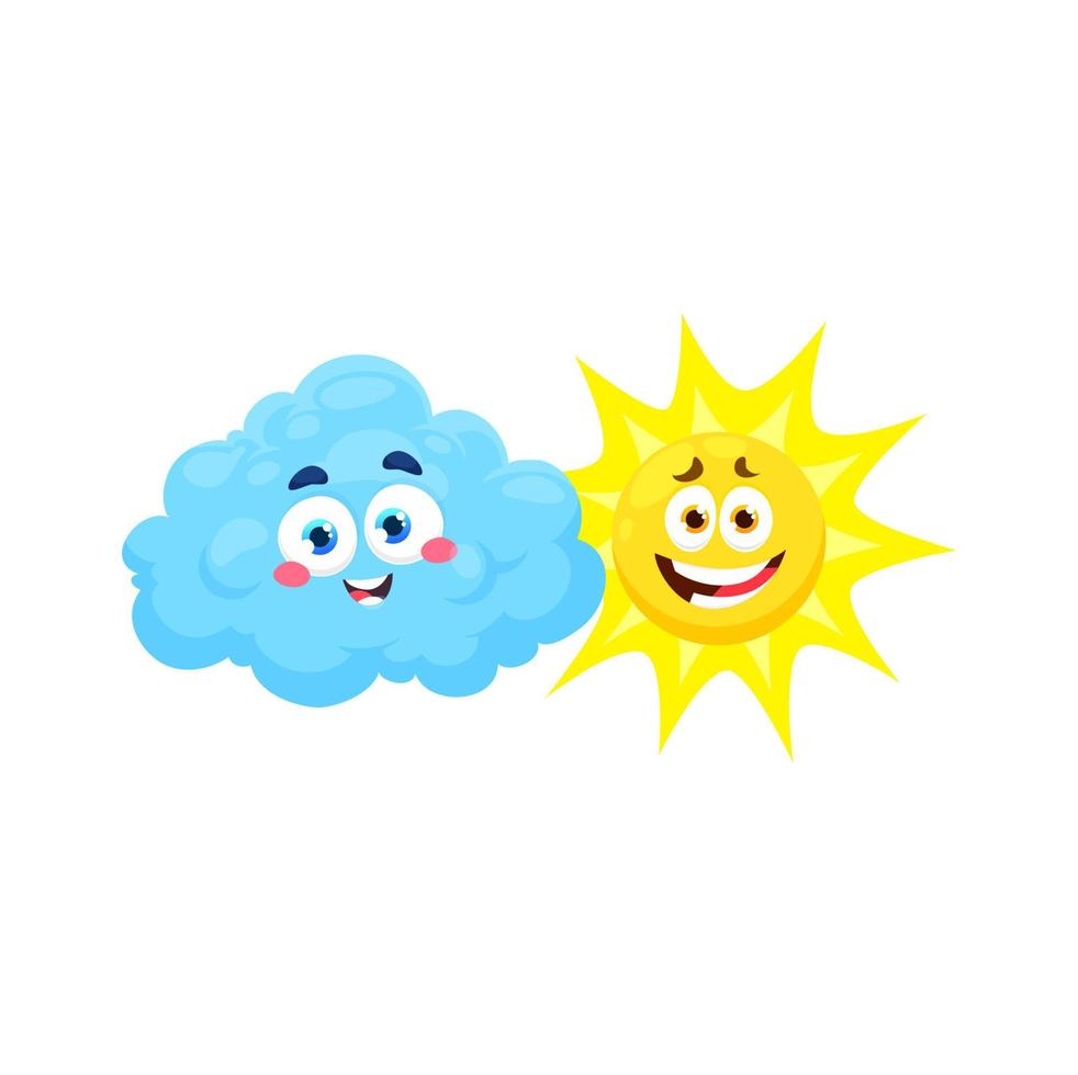 Cartoon cloud and sun weather vector characters