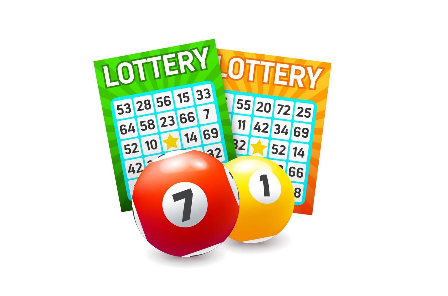 bingo lotería y pelotas, aislado 3d vector loto