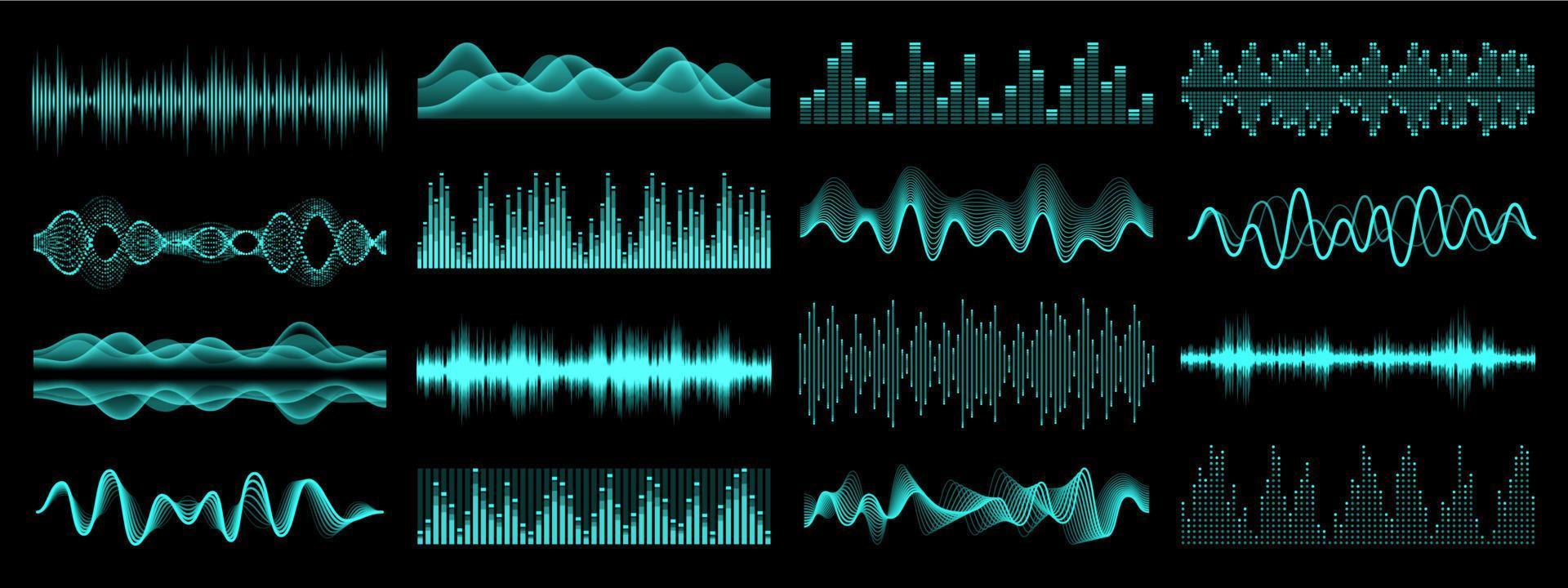 HUD equalizer sound waves, frequency waveform vector