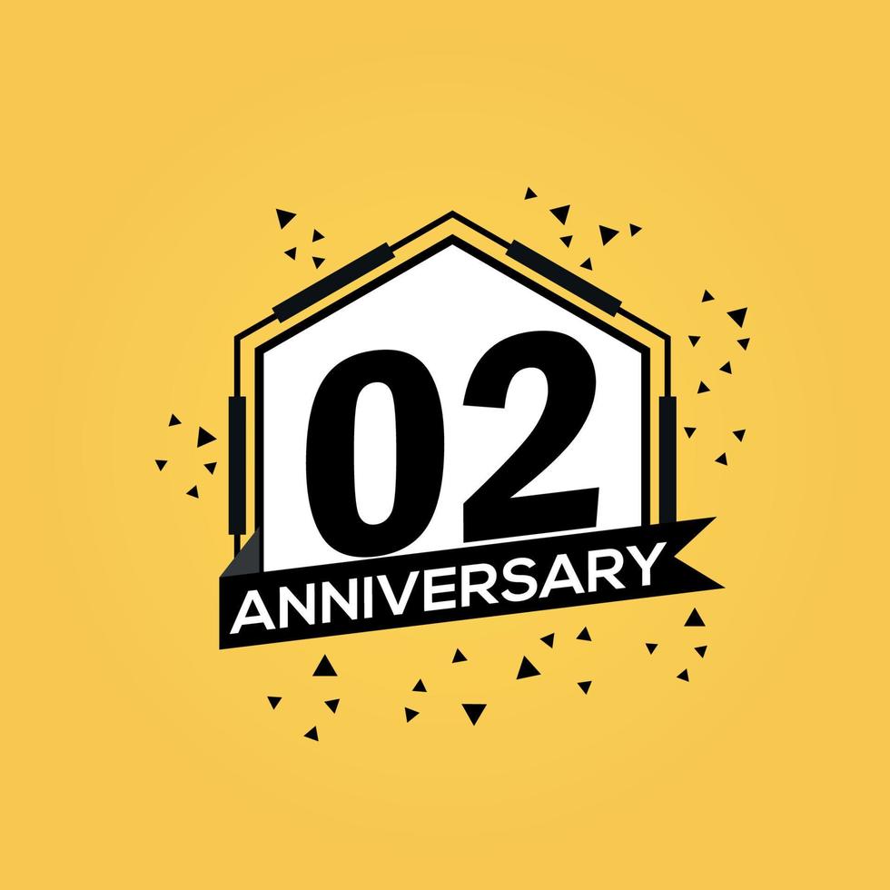 02 years anniversary logo vector design birthday celebration with geometric isolated design.