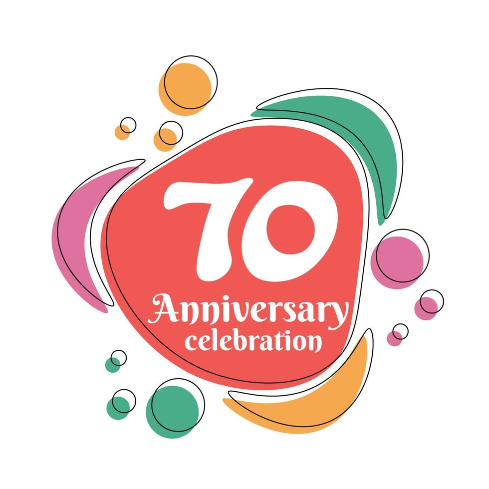 70th anniversary celebration logo colorful design with bubbles on white background abstract vector illustration