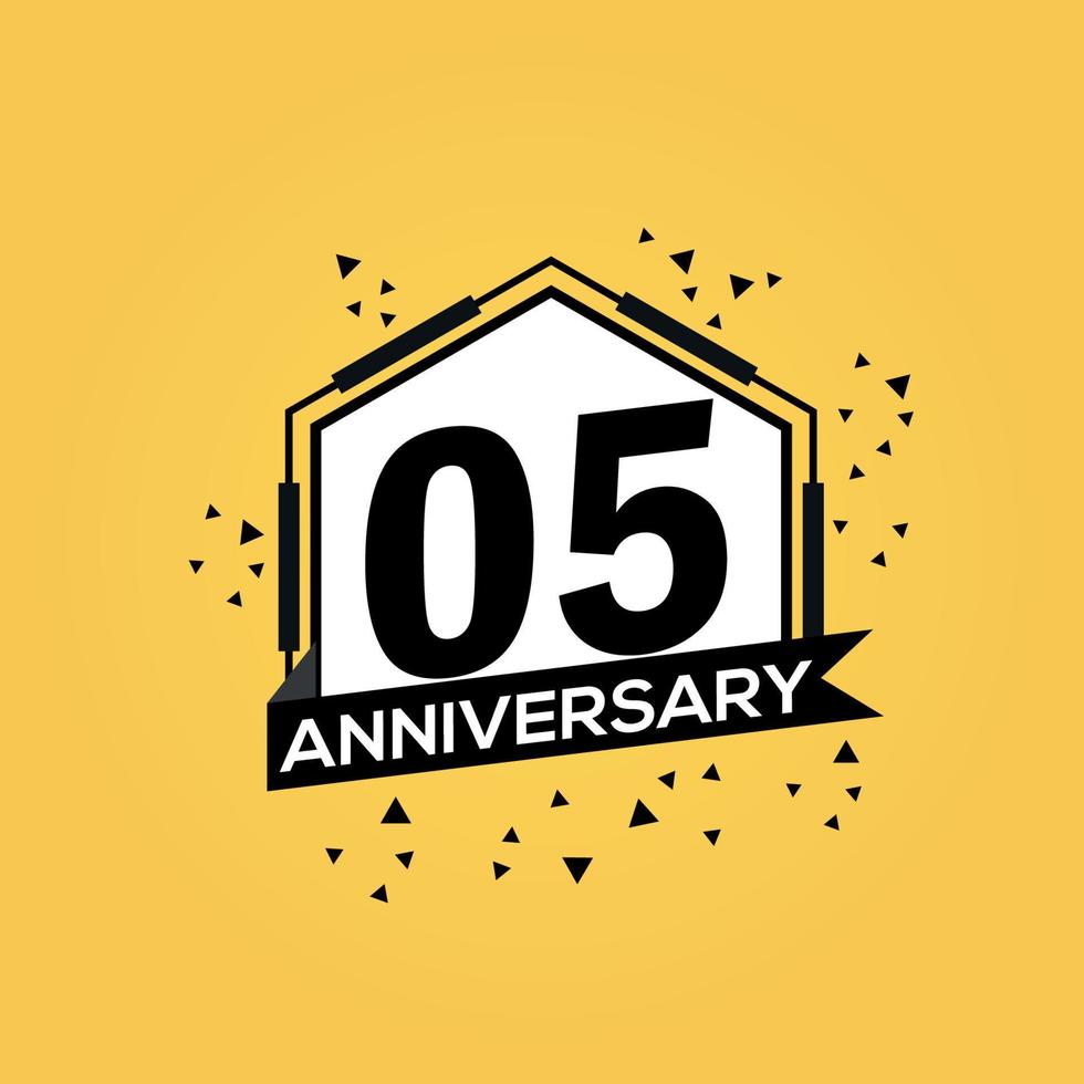 05 years anniversary logo vector design birthday celebration with geometric isolated design.