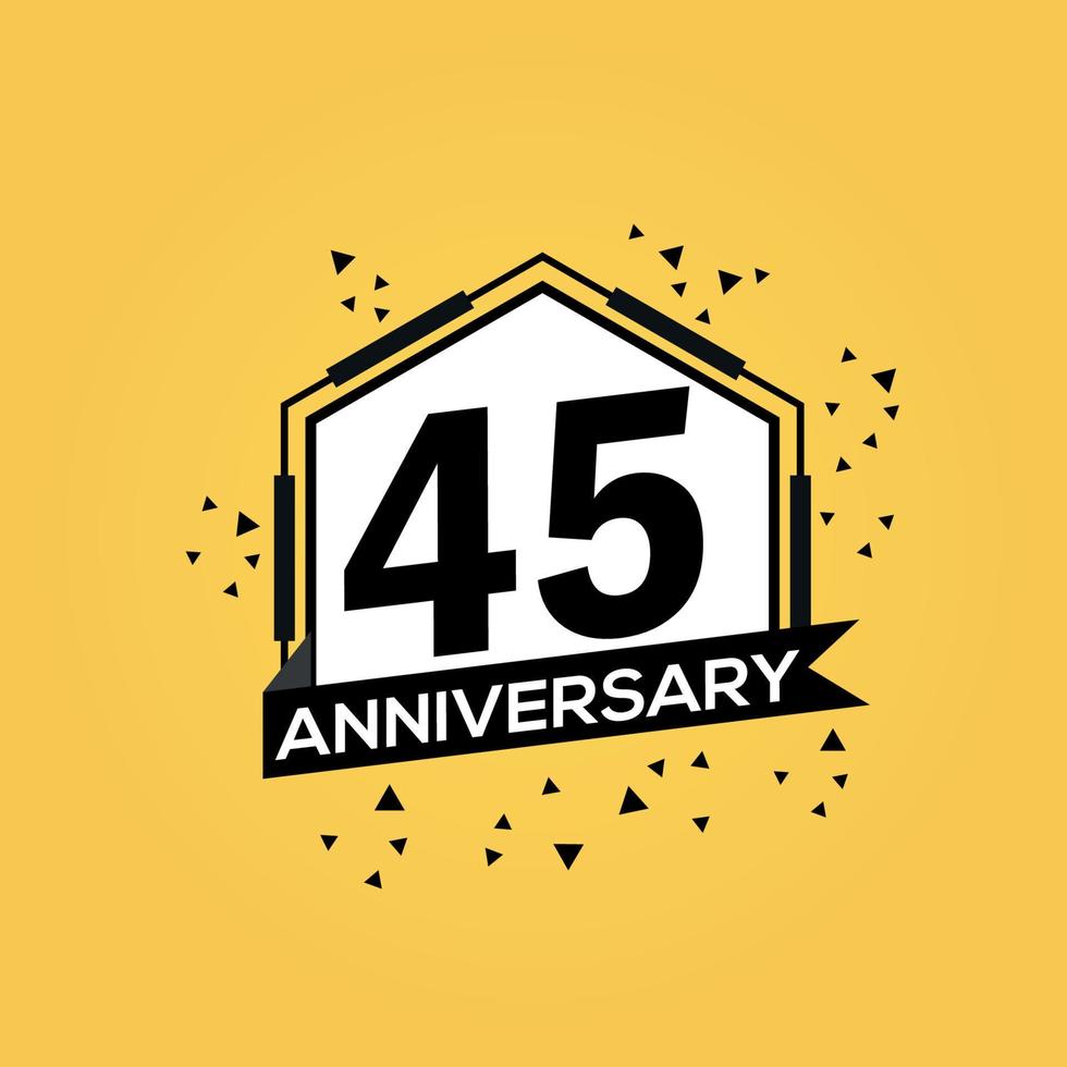 45 years anniversary logo vector design birthday celebration with geometric isolated design