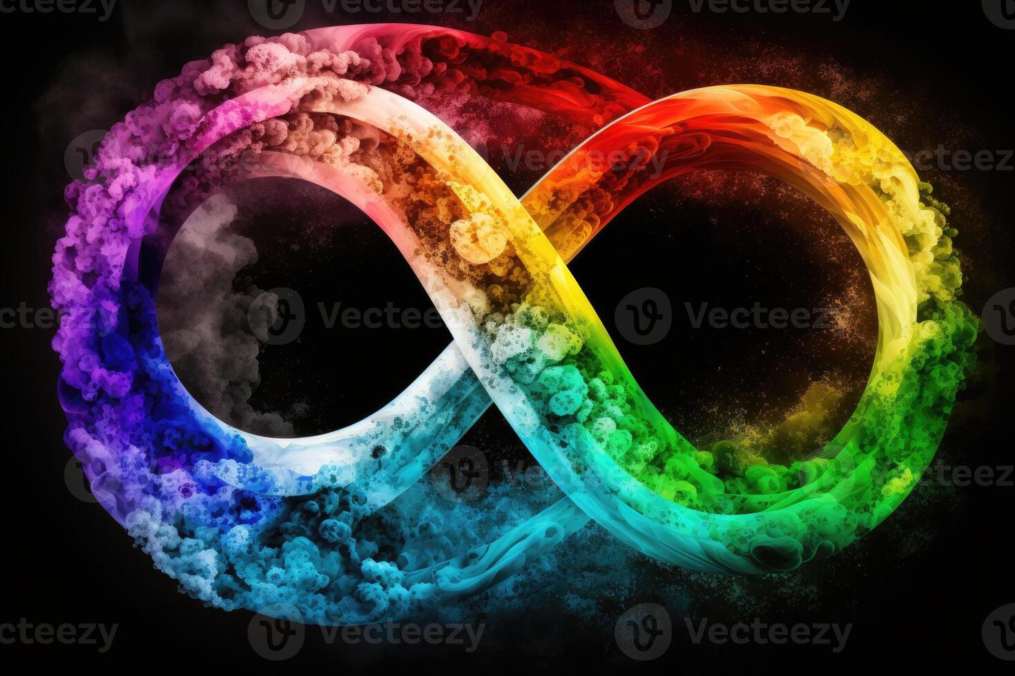 Symbol infinity of eternity in rainbow colors. 8 cloud multicolor background. photo