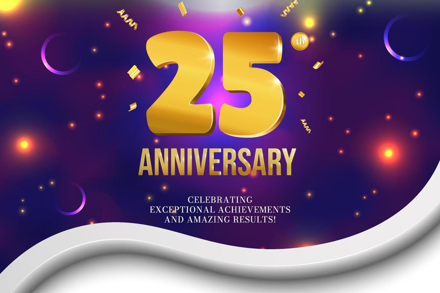 Anniversary celebration golden numbers cover design glowing festive background vector