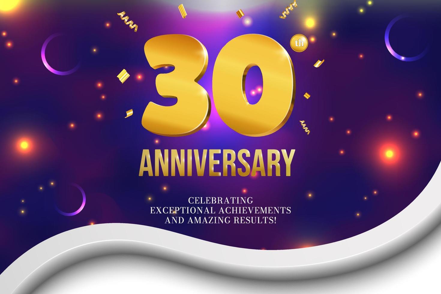 Anniversary celebration golden numbers cover design glowing festive background vector