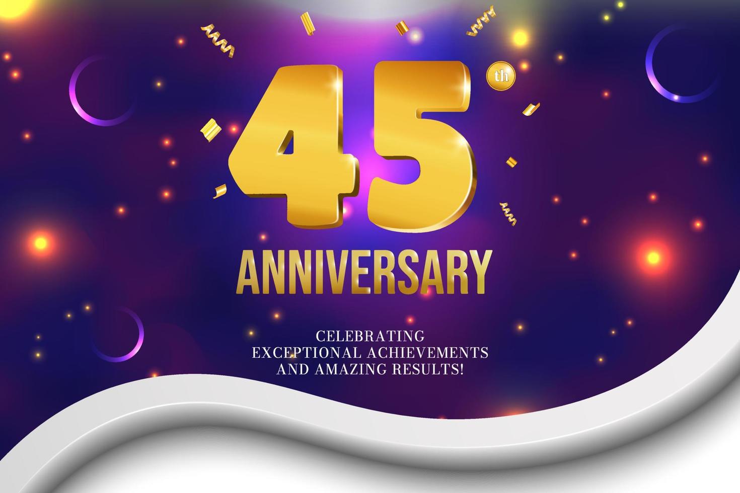 Anniversary celebration golden numbers cover design glowing festive background vector