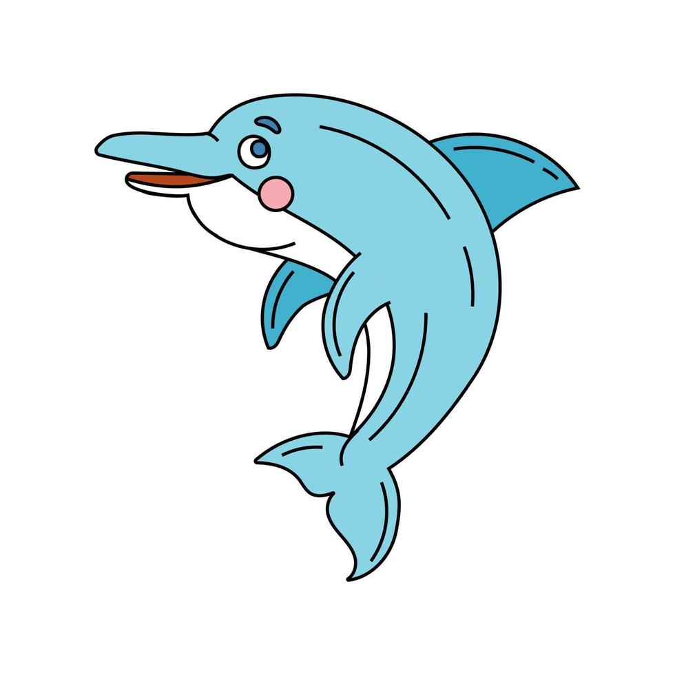 delfín garabatear vector color ilustración aislado en blanco antecedentes