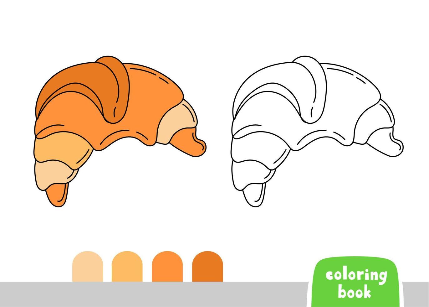 Coloring Book for Kids Croissant Page for Books Magazines Vector Illustration Template