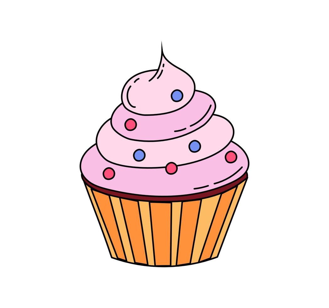 Cake doodle Vector color illustration isolated on white background